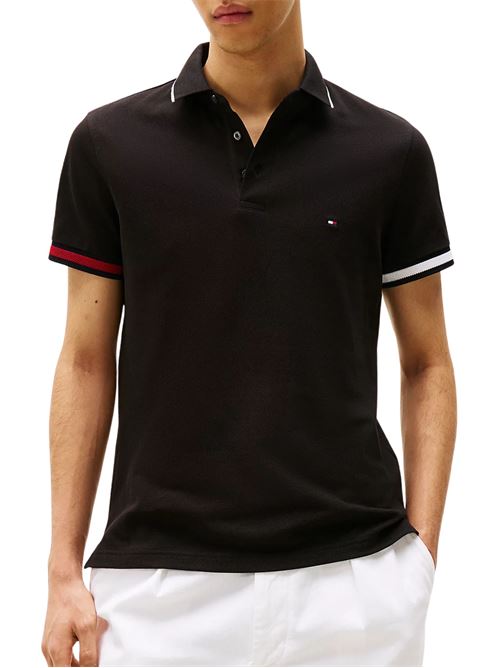 Polo uomo nera in cotone Tommy Hilfiger | MW0MW38458BDS